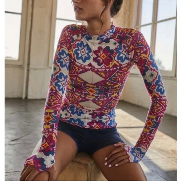 Free People Tops - Free People Printed High Jump Long Sleeve Top